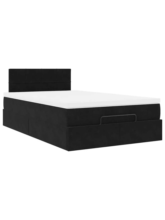 Osmaņu gultas rāmis ar matrača&led melns 120x200cm velvet