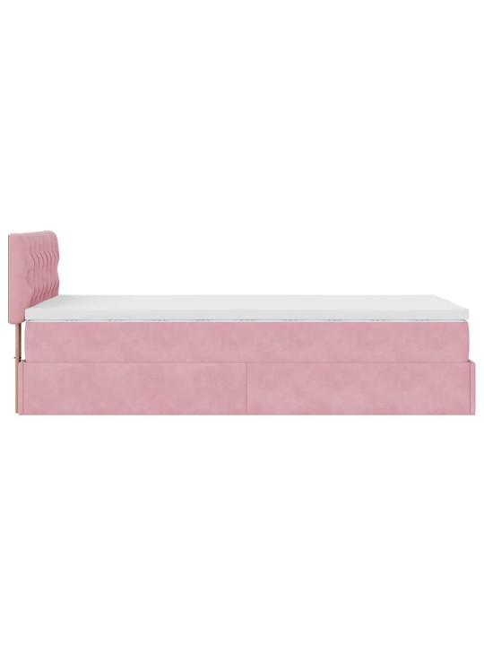 Osmaņu gultas rāmis ar matrača rozā 90x200cm samts
