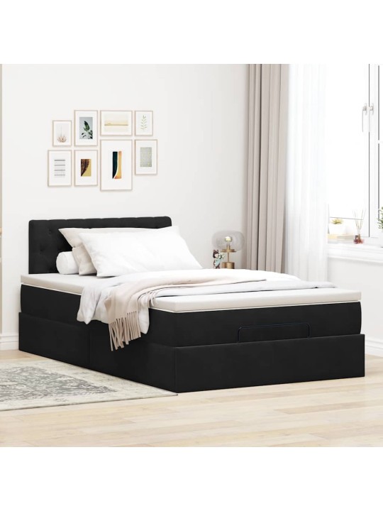 Osmaņu gultas rāmis ar matrača&led melns 120x200cm velvet