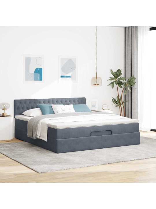 Osmaņu gultas rāmis ar matrača tumši pelēks 180x200 cm samts