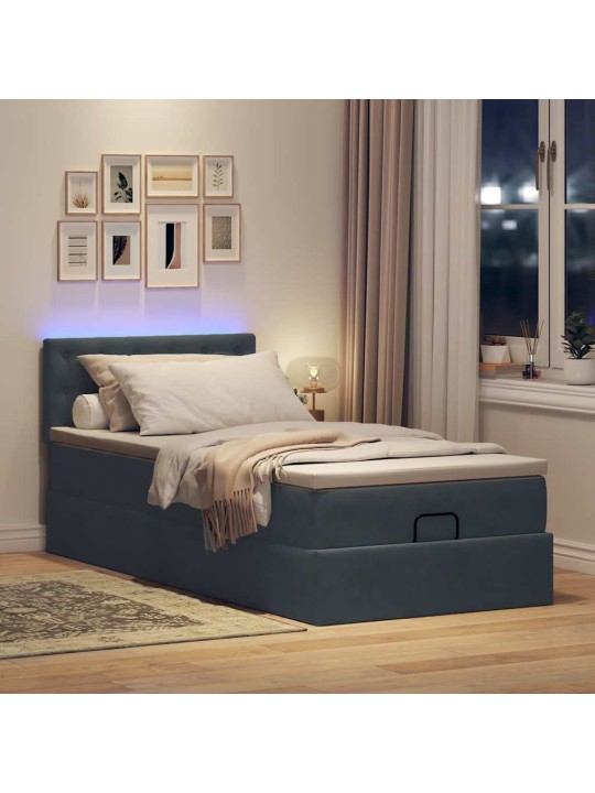 Osmaņu gultas rāmis ar matrača melns 90x200cm samts