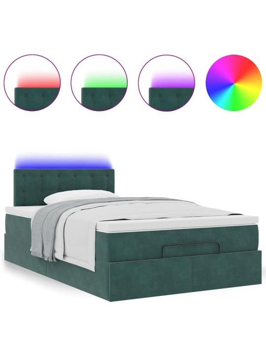 Osmaņu gultas rāmis ar matraci&led tumši zaļš 120x200cm samts