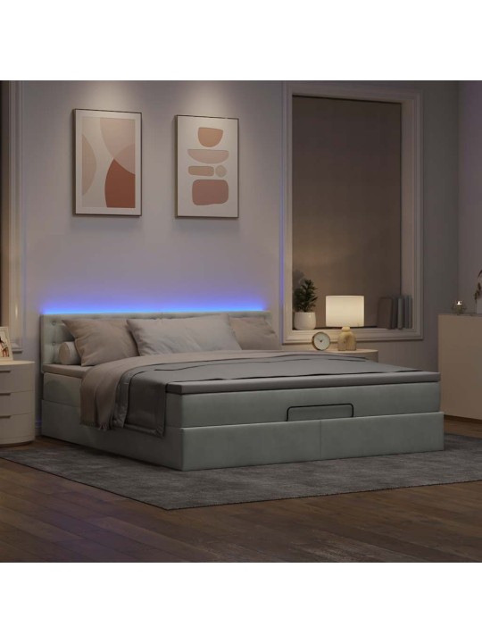 Osmaņu gultas rāmis ar matraci un led 160x200cm samts