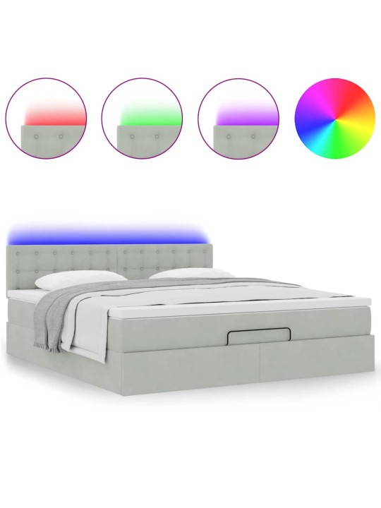 Osmaņu gultas rāmis ar matraci un led 160x200cm samts
