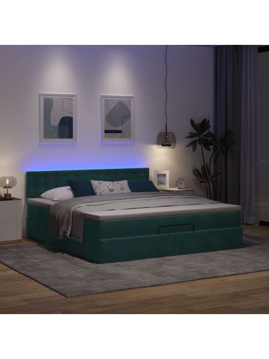Osmaņu gultas rāmis ar matrača tumši zaļš 180x200cm samts