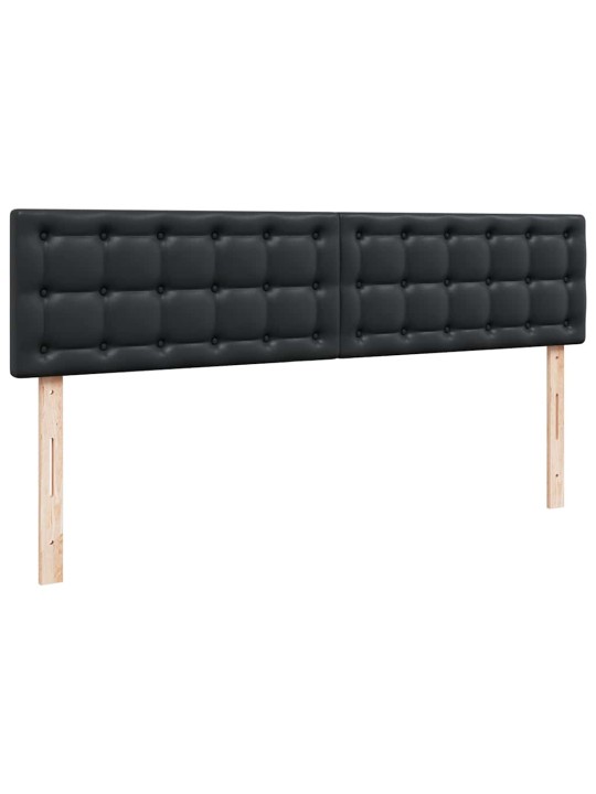 Osmaņu gultas rāmis ar matračiem melns 200x200 cm mākslīgā āda