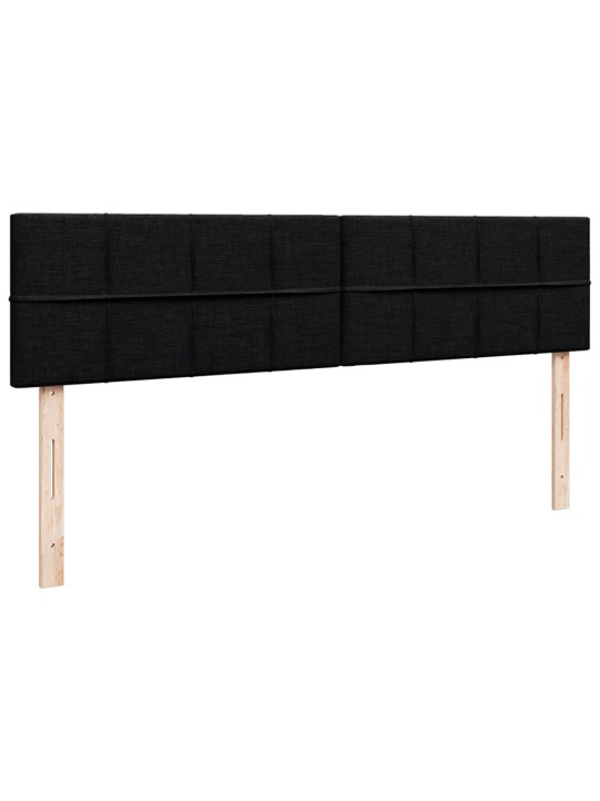 Osmaņu gultas rāmis ar matračiem melns 180x200cm audums