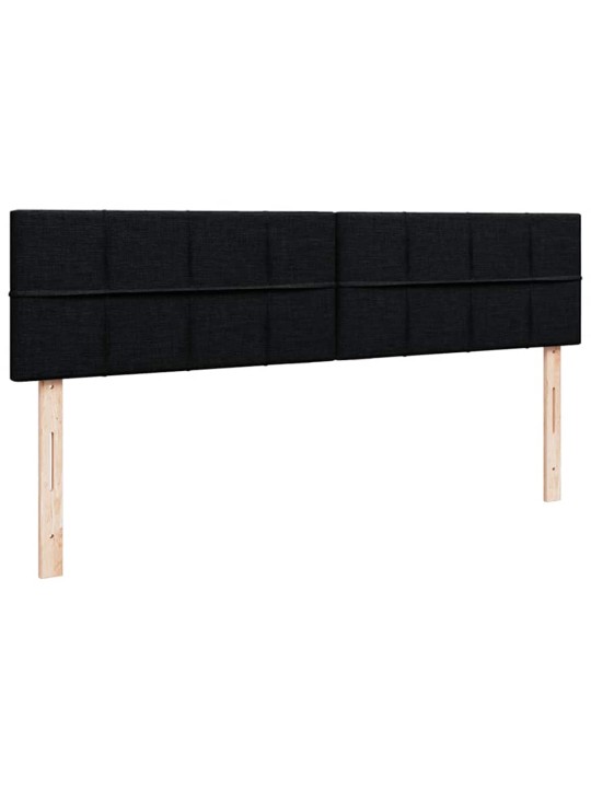 Osmaņu gultas rāmis ar matračiem melns 180x200cm audums