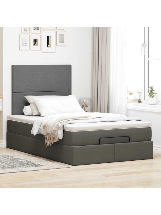 Osmaņu gultas rāmis ar matrača tumši pelēks 120x200 cm audums