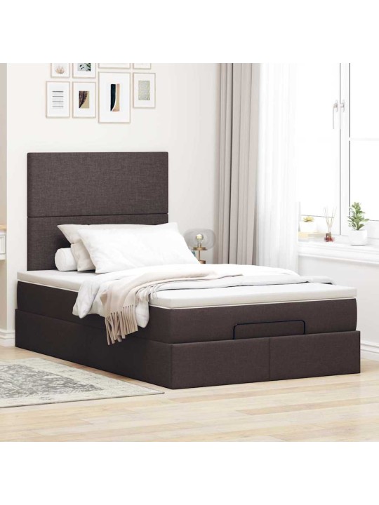 Osmaņu gultas rāmis ar matrača tumši brūns 120x200 cm audums