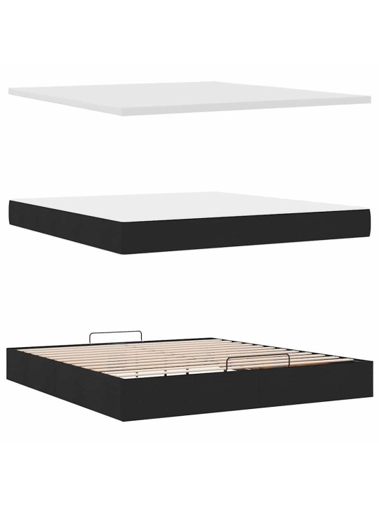Osmaņu gultas rāmis ar matrača melns 180x200cm audums