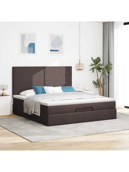 Osmaņu gultas rāmis ar matrača tumši brūns 180x200cm audums