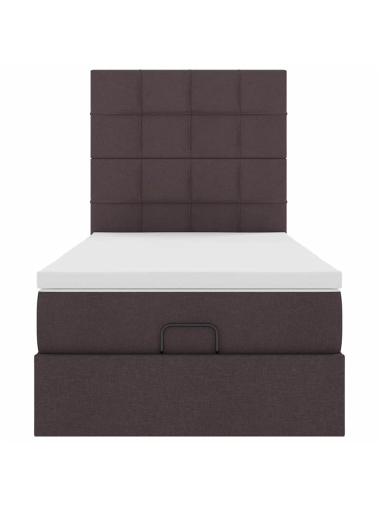 Osmaņu gultas rāmis ar matrača tumši brūns 100x200 cm audums