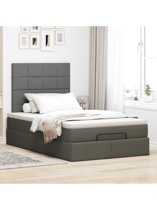 Osmaņu gultas rāmis ar matrača tumši pelēks 120x200 cm audums