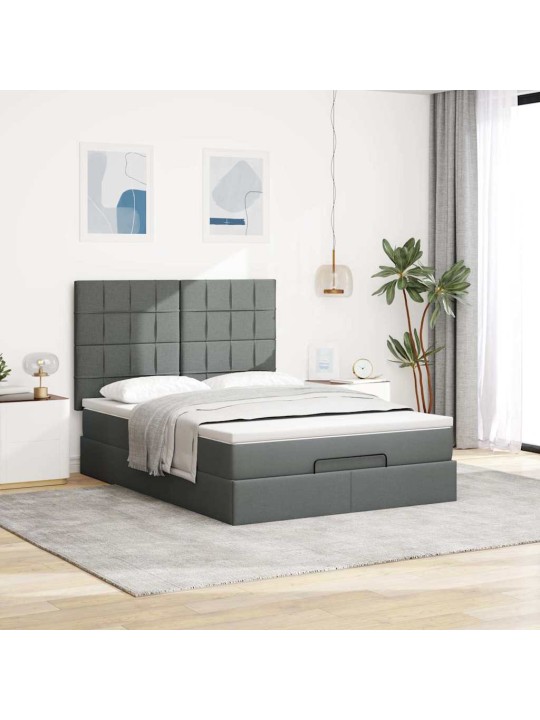 Osmaņu gultas rāmis ar matrača tumši pelēks 140x200 cm audums