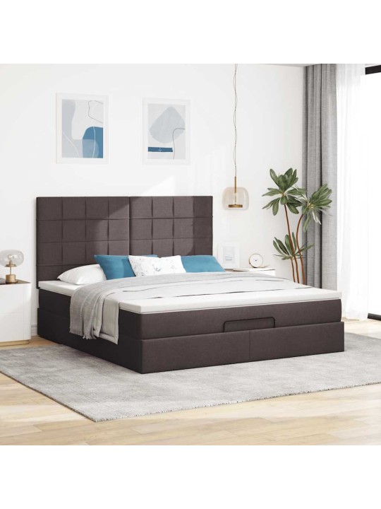 Osmaņu gultas rāmis ar matrača tumši brūns 160x200cm audums