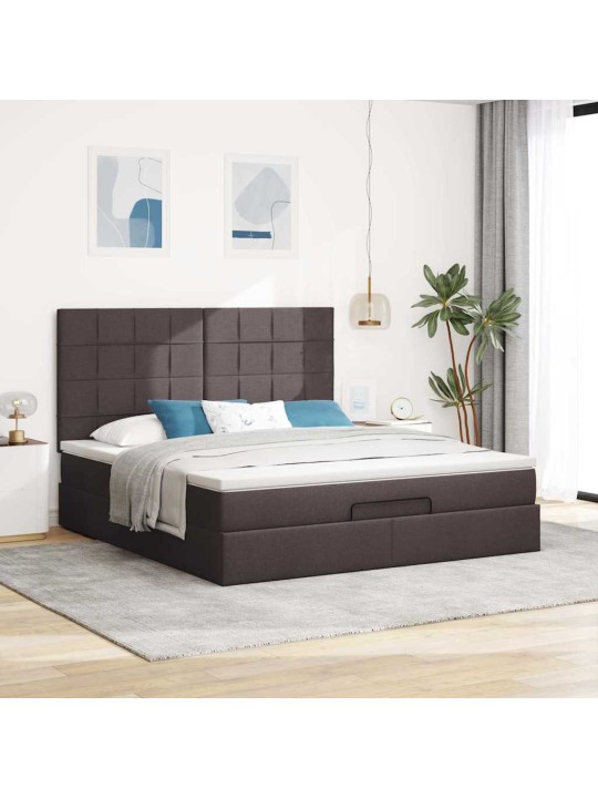 Osmaņu gultas rāmis ar matrača tumši brūns 180x200cm audums
