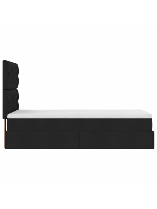 Osmaņu gultas rāmis ar matrača melns 100x200 cm audums