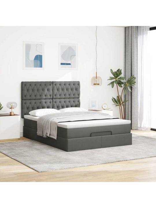 Osmaņu gultas rāmis ar matrača tumši pelēks 140x200 cm audums