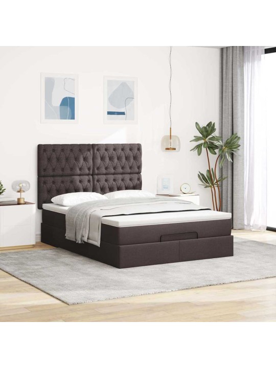 Osmaņu gultas rāmis ar matrača tumši pelēks 140x200cm audums
