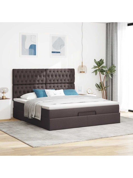 Osmaņu gultas rāmis ar matrača tumši brūns 180x200cm audums