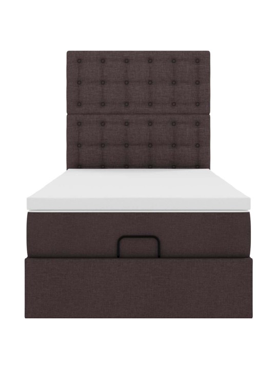 Osmaņu gultas rāmis ar matrača tumši brūns 90x200 cm audums