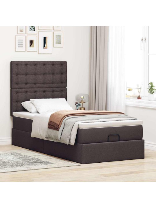 Osmaņu gultas rāmis ar matrača tumši brūns 100x200 cm audums