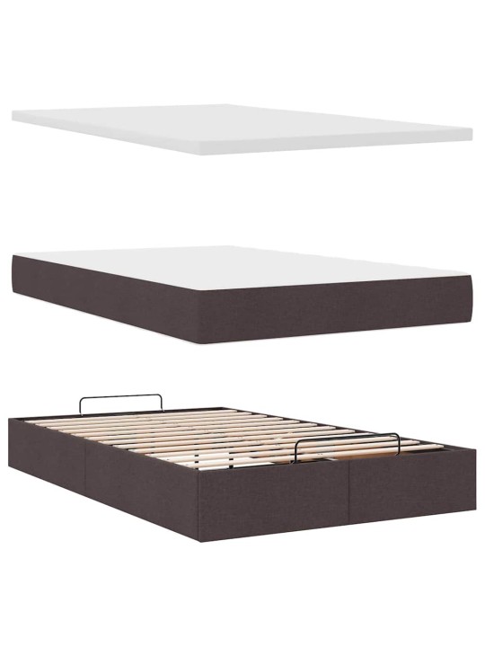 Osmaņu gultas rāmis ar matrača tumši brūns 120x200 cm audums