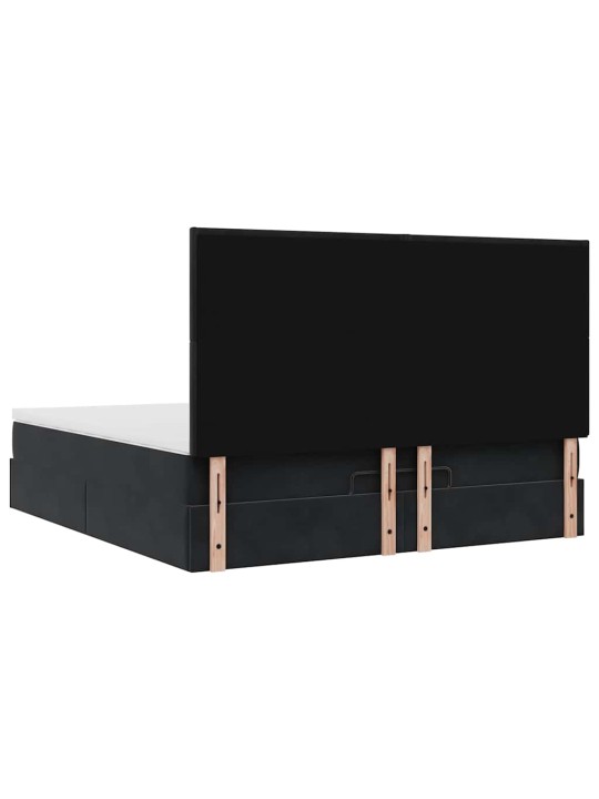 Osmaņu gultas rāmis ar matračiem melns 180x200cm audums