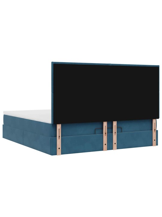 Osmaņu gultas rāmis ar matračiem tumši zils 180x200cm audums
