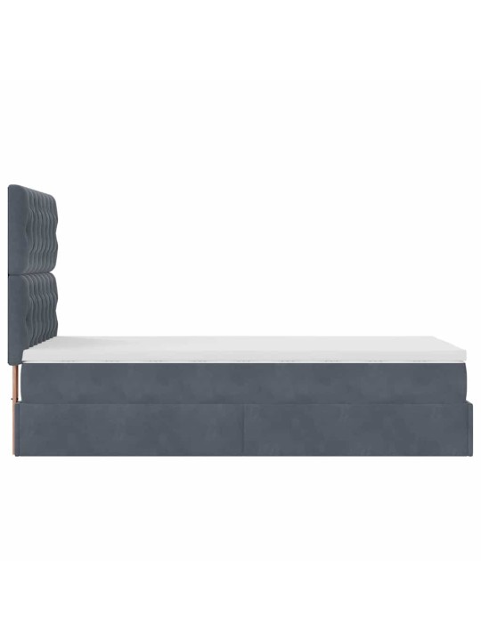 Osmaņu gultas rāmis ar matračiem tumši pelēks 80x200 cm samts