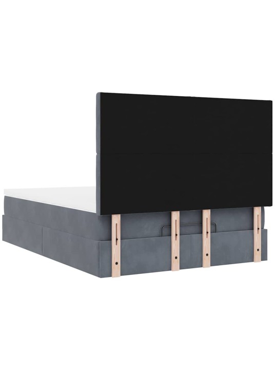 Osmaņu gultas rāmis ar matračiem tumši pelēks 140x190cm samts
