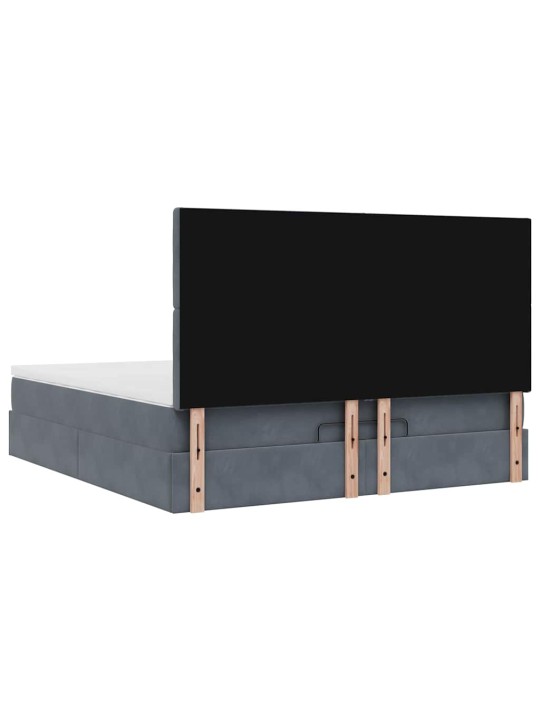 Osmaņu gultas rāmis ar matračiem tumši pelēks 160x200cm audums