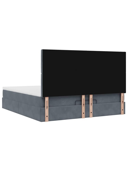Osmaņu gultas rāmis ar matračiem tumši pelēks 180x200cm audums