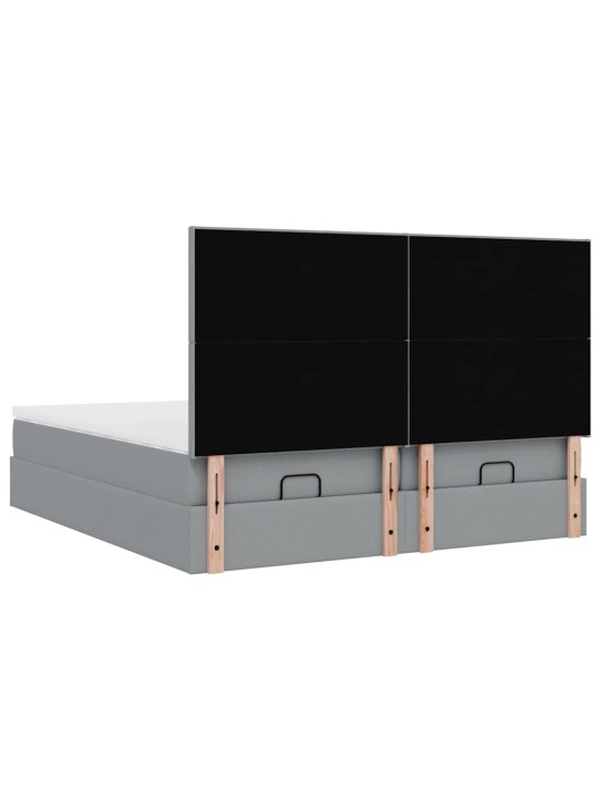Osmaņu gultas rāmis ar matračiem gaiši pelēks 180x200cm audums