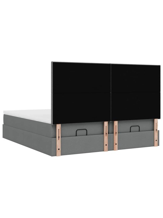 Osmaņu gultas rāmis ar matračiem tumši pelēks 180x200cm audums