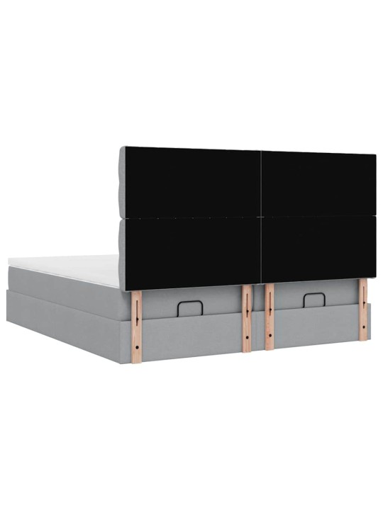 Osmaņu gultas rāmis ar matračiem gaiši pelēks 180x200cm audums