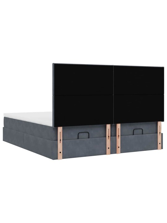 Osmaņu gultas rāmis ar matračiem tumši pelēks 160x200cm audums