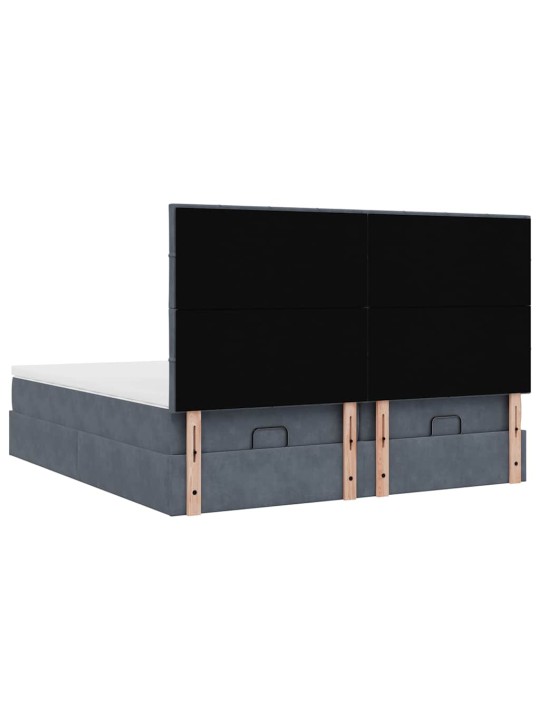 Osmaņu gultas rāmis ar matračiem tumši pelēks 160x200cm audums
