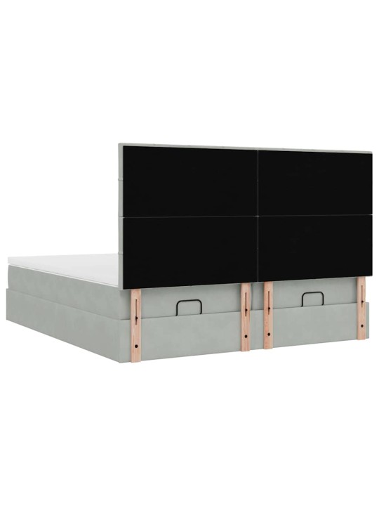 Osmaņu gultas rāmis ar matračiem gaiši pelēks 180x200cm audums