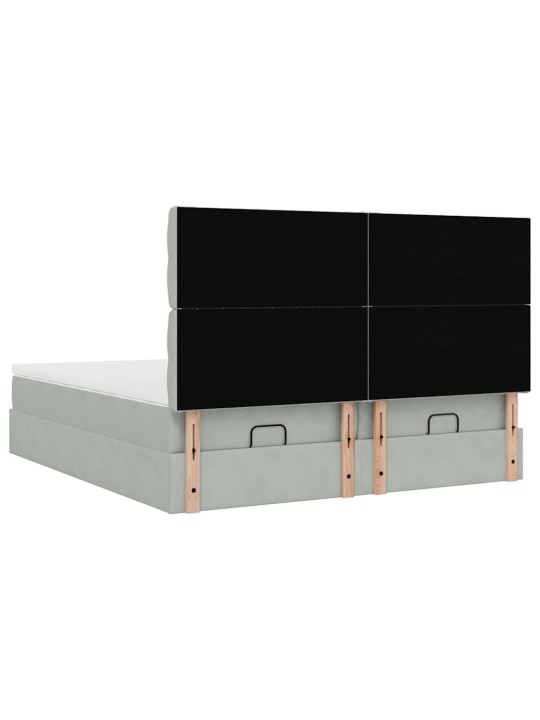 Osmaņu gultas rāmis ar matračiem gaiši pelēks 180x200cm audums
