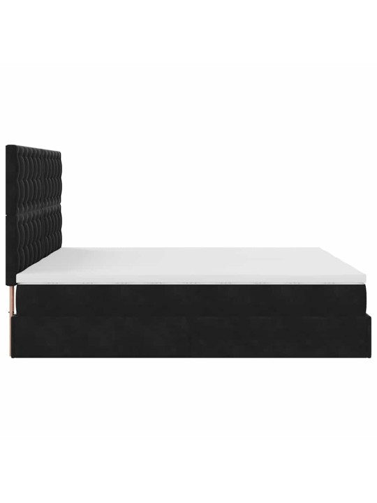 Osmaņu gultas rāmis ar matračiem melns 180x200cm audums