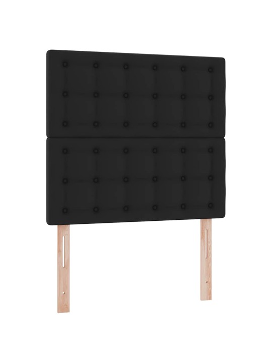 Osmaņu gultas rāmis ar matrača melns 90x200cm mākslīgā āda