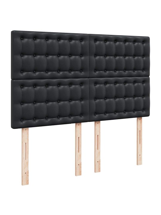 Osmaņu gulta ar matraci un leds, melns 140x190cm mākslīgā āda