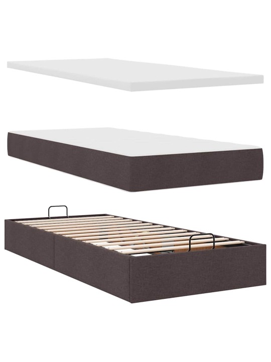 Osmaņu gultas rāmis ar matrača tumši brūns 100x200 cm audums