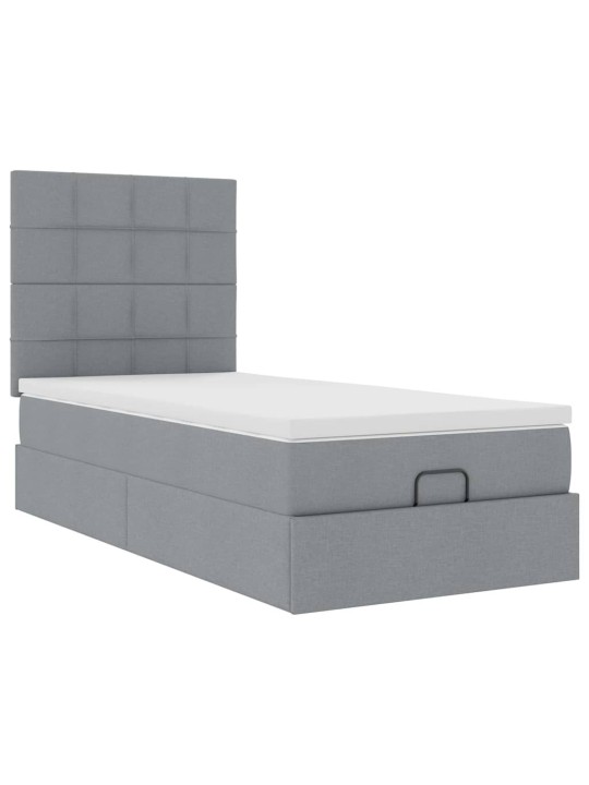 Osmaņu gultas rāmis ar matrača gaiši pelēks 100x200 cm audums