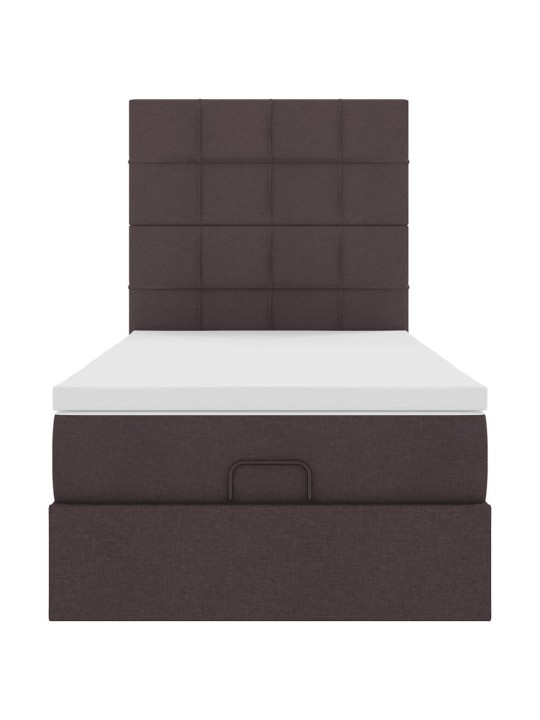 Osmaņu gultas rāmis ar matrača tumši brūns 100x200 cm audums