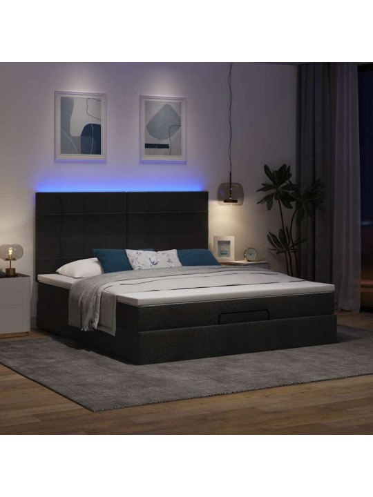 Osmaņu gultas rāmis ar matrača melns 160x200cm audums