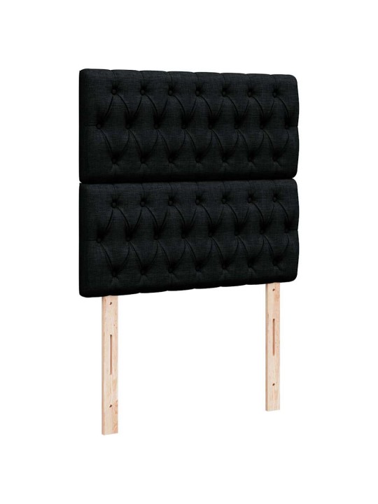 Osmaņu gultas rāmis ar matrača melns 90x200 cm audums