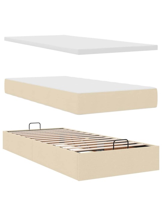 Osmaņu gultas rāmis ar matrača krēma 100x200 cm audums